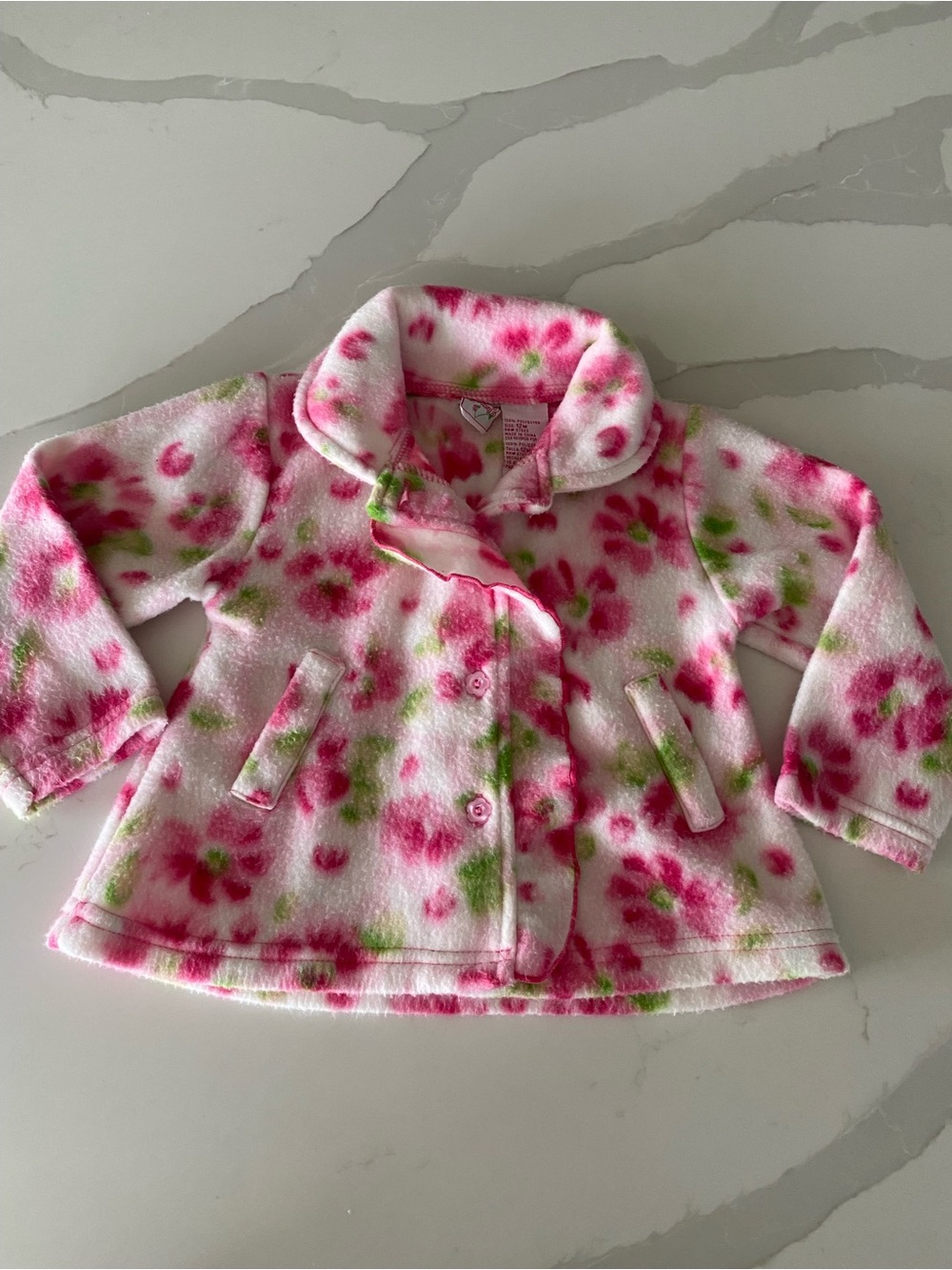 Little Lindsey Girls Floral Fleece lightweight flower Button sprung Jacket 12M